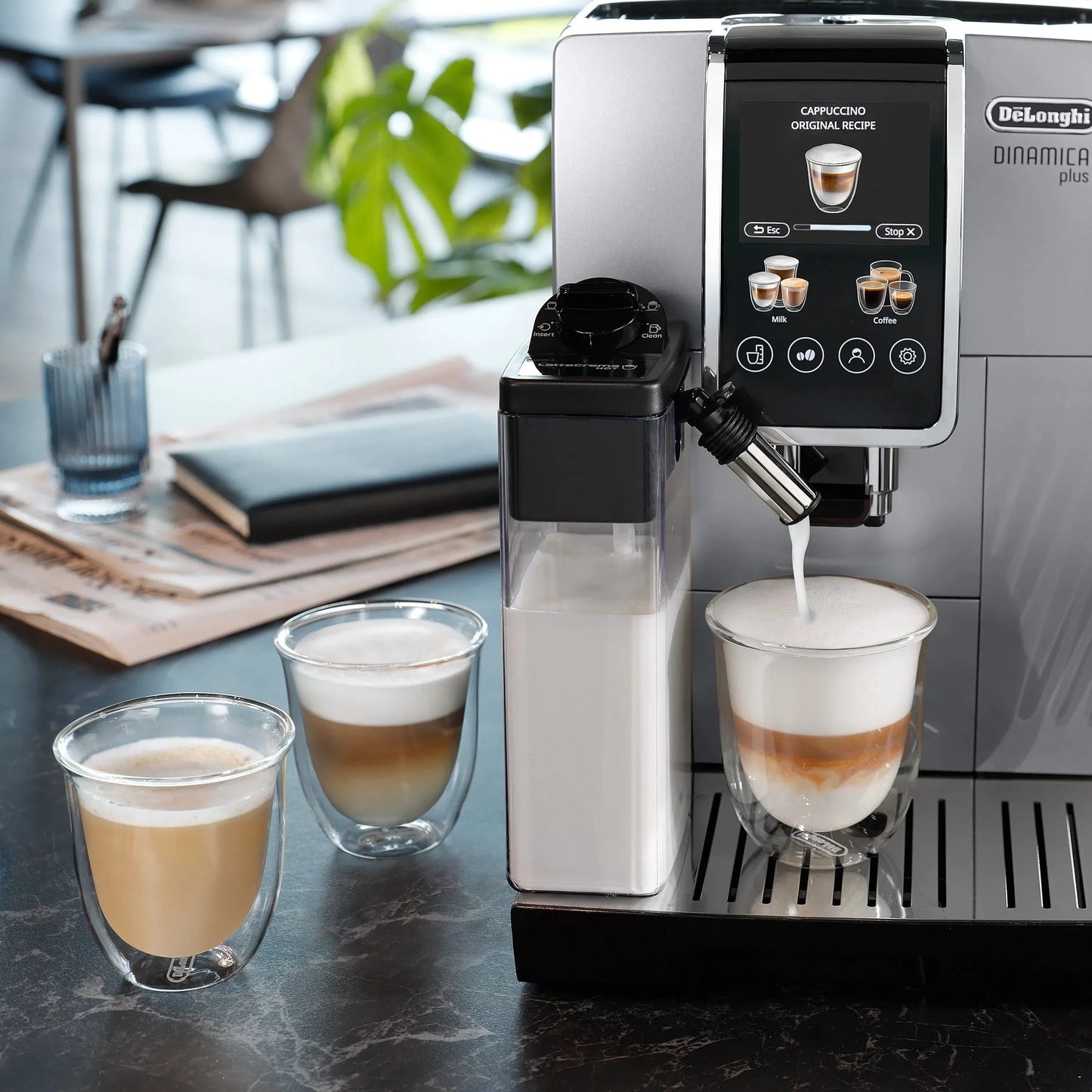 DeLonghi Dinamica Plus Super Automatic Espresso & Coffee Machine ECAM38085SB (Silver)