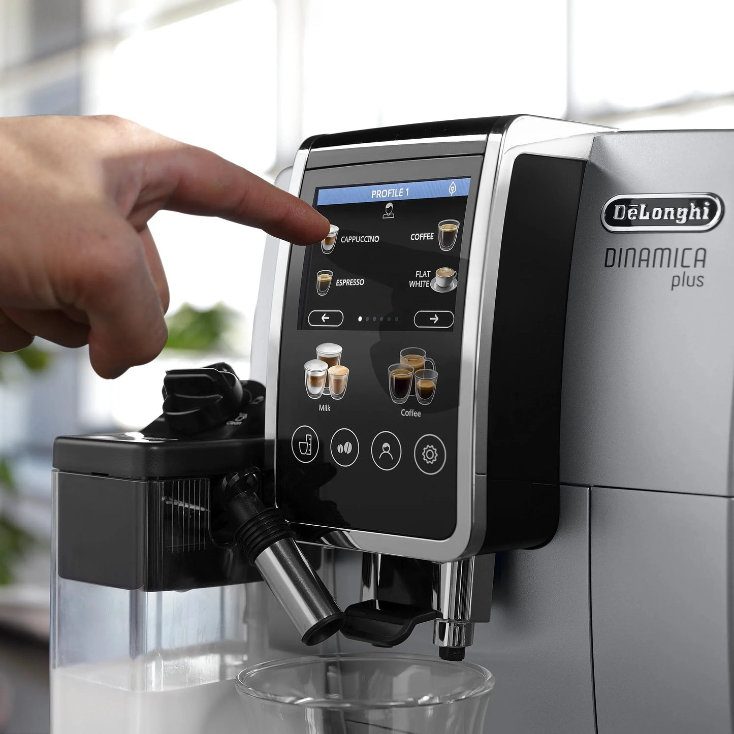DeLonghi Dinamica Plus Super Automatic Espresso & Coffee Machine ECAM38085SB (Silver)